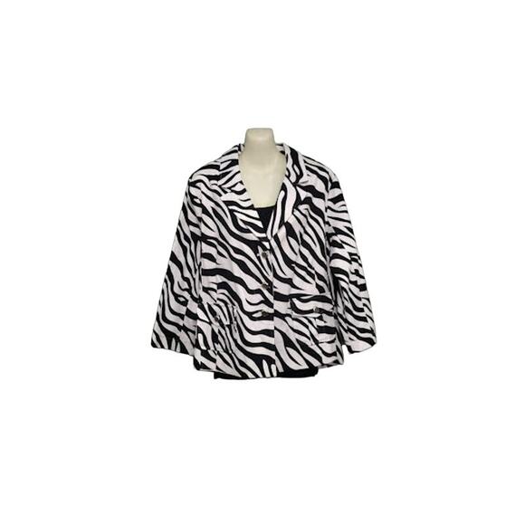 Joan Rivers Zebra Stripe Unlined Jacket with Pockets, Blk/Wht, Sz XL - Picture 1 of 7